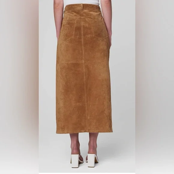 NWT Blank NYC Women’s Real Suede Midi Skirt Pecan Color Size 25 - Picture 2 of 9